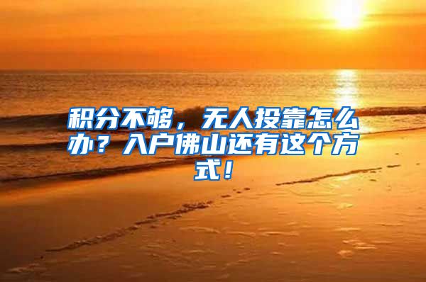 积分不够，无人投靠怎么办？入户佛山还有这个方式！