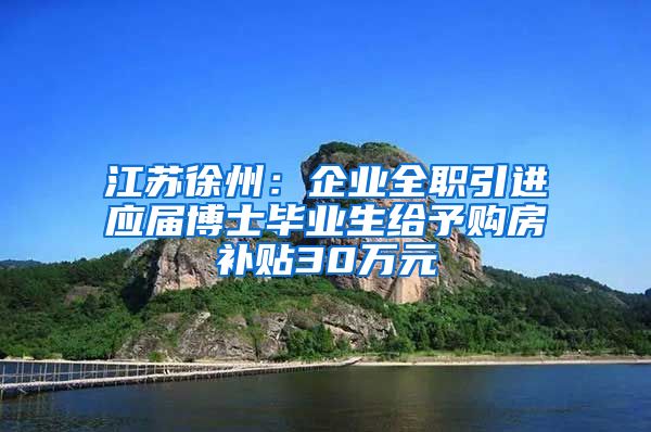 江苏徐州：企业全职引进应届博士毕业生给予购房补贴30万元