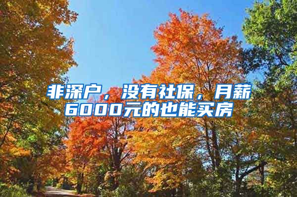非深户，没有社保，月薪6000元的也能买房