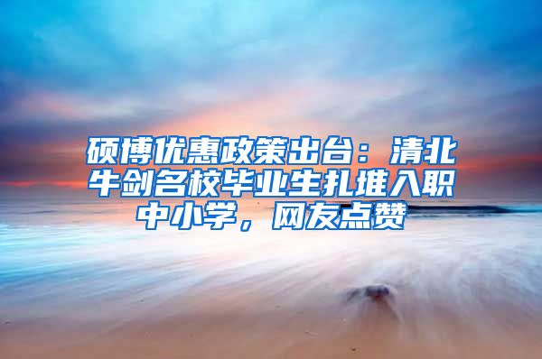 硕博优惠政策出台：清北牛剑名校毕业生扎堆入职中小学，网友点赞
