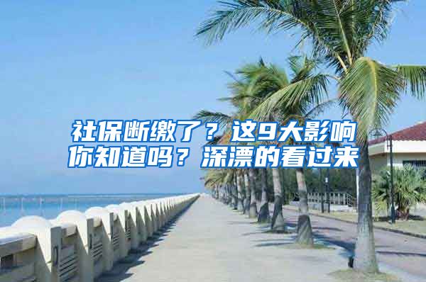 社保断缴了？这9大影响你知道吗？深漂的看过来