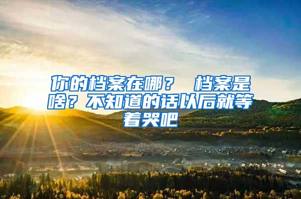 你的档案在哪？ 档案是啥？不知道的话以后就等着哭吧