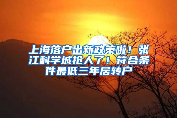 上海落户出新政策啦！张江科学城抢人了！符合条件最低三年居转户