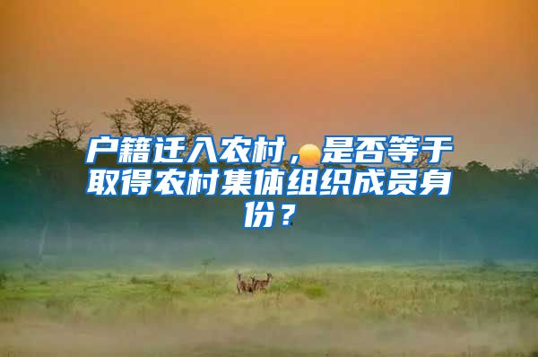 户籍迁入农村，是否等于取得农村集体组织成员身份？