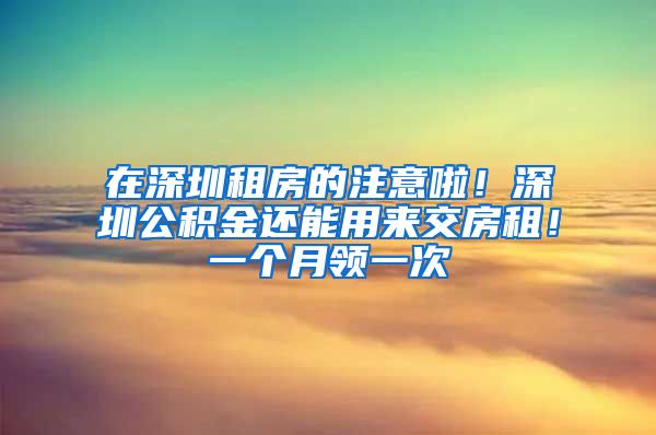 在深圳租房的注意啦！深圳公积金还能用来交房租！一个月领一次