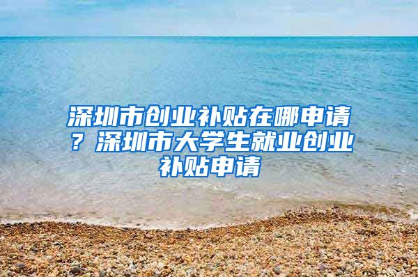 深圳市创业补贴在哪申请？深圳市大学生就业创业补贴申请