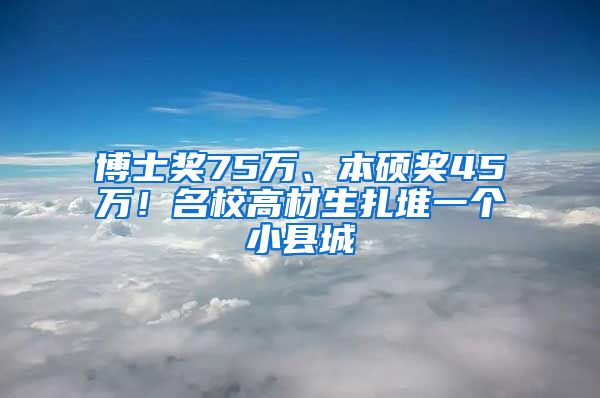 博士奖75万、本硕奖45万！名校高材生扎堆一个小县城