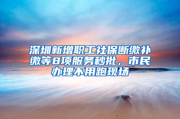 深圳新增职工社保断缴补缴等8项服务秒批，市民办理不用跑现场