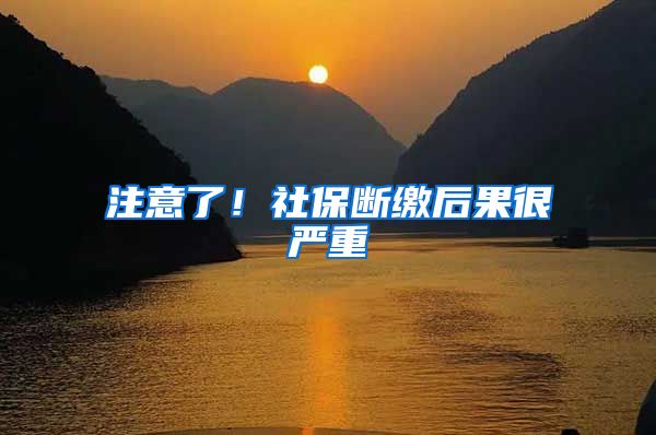 注意了！社保断缴后果很严重