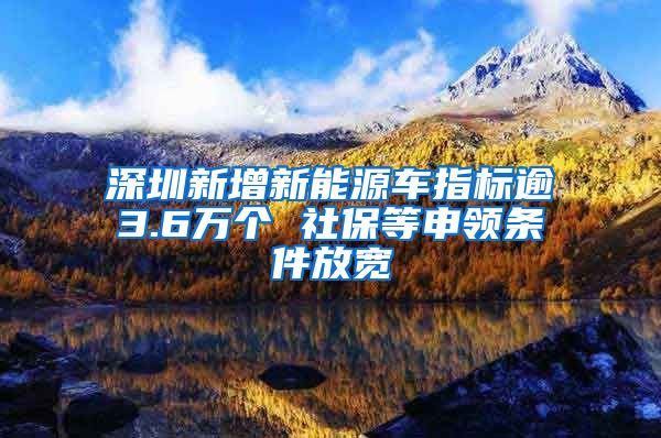 深圳新增新能源车指标逾3.6万个 社保等申领条件放宽
