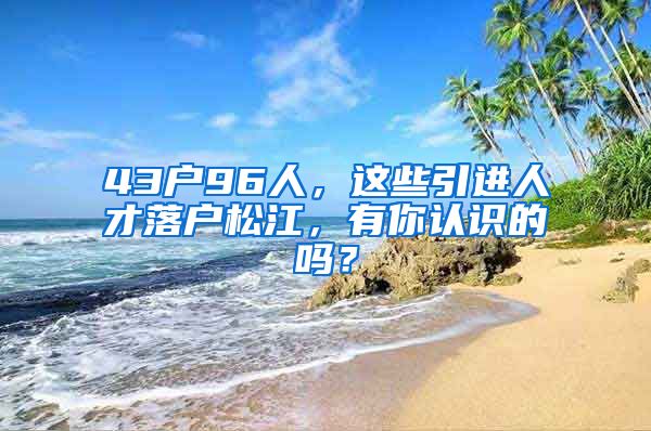 43户96人，这些引进人才落户松江，有你认识的吗？