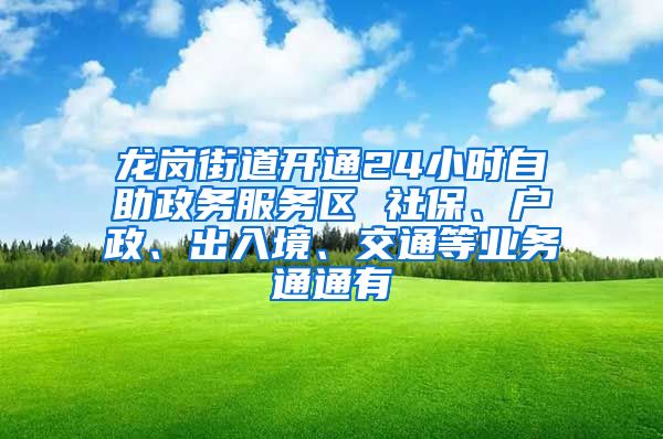 龙岗街道开通24小时自助政务服务区 社保、户政、出入境、交通等业务通通有