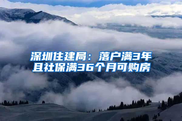 深圳住建局：落户满3年且社保满36个月可购房