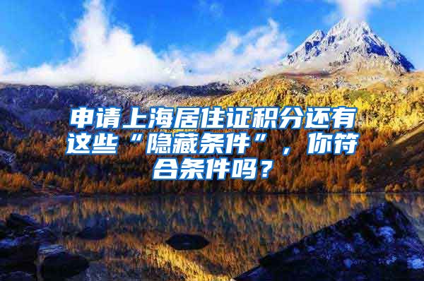 申请上海居住证积分还有这些“隐藏条件”，你符合条件吗？