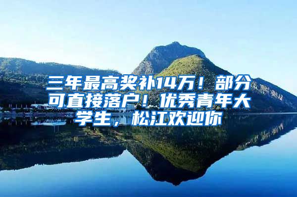 三年最高奖补14万！部分可直接落户！优秀青年大学生，松江欢迎你