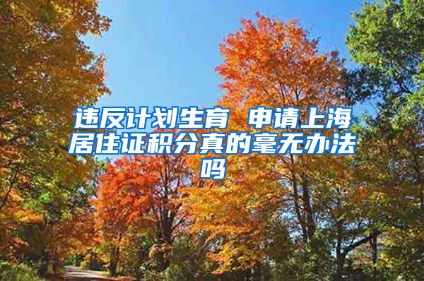 违反计划生育 申请上海居住证积分真的毫无办法吗