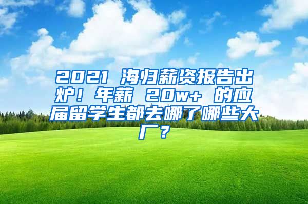 2021 海归薪资报告出炉！年薪 20w+ 的应届留学生都去哪了哪些大厂？