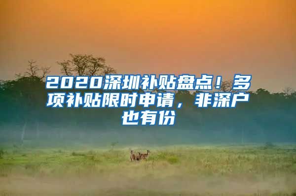 2020深圳补贴盘点！多项补贴限时申请，非深户也有份