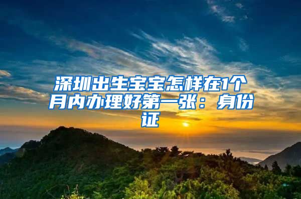 深圳出生宝宝怎样在1个月内办理好第一张：身份证