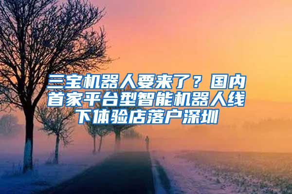 三宝机器人要来了？国内首家平台型智能机器人线下体验店落户深圳
