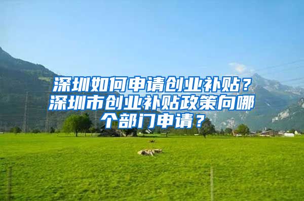 深圳如何申请创业补贴？深圳市创业补贴政策向哪个部门申请？