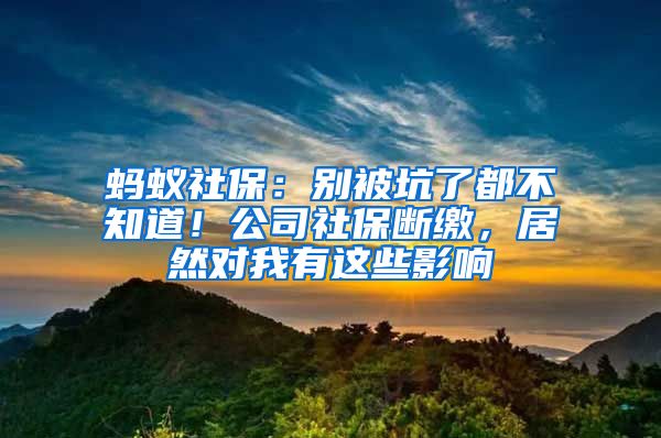 蚂蚁社保：别被坑了都不知道！公司社保断缴，居然对我有这些影响