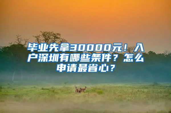 毕业先拿30000元！入户深圳有哪些条件？怎么申请最省心？