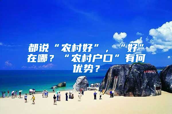 都说“农村好”，“好”在哪？“农村户口”有何优势？