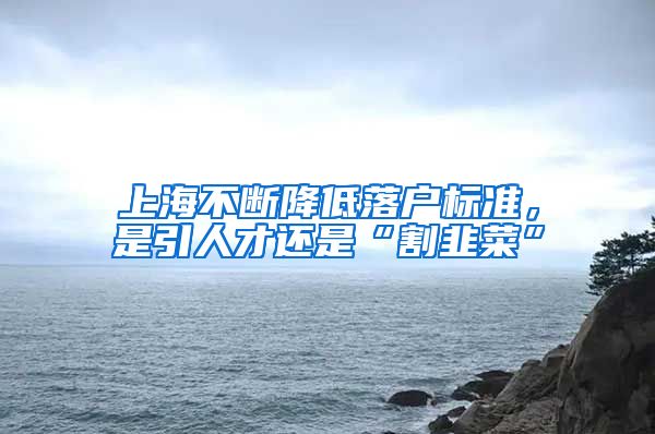 上海不断降低落户标准，是引人才还是“割韭菜”