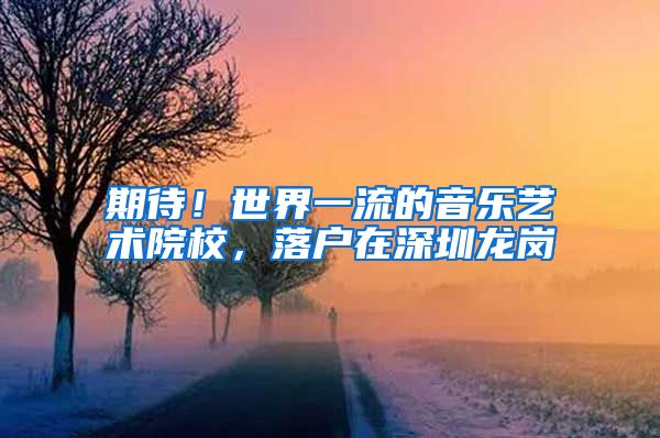 期待！世界一流的音乐艺术院校，落户在深圳龙岗