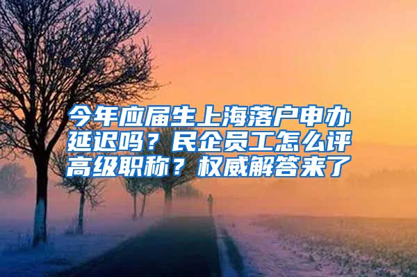 今年应届生上海落户申办延迟吗？民企员工怎么评高级职称？权威解答来了