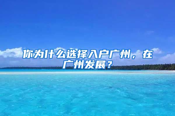 你为什么选择入户广州，在广州发展？