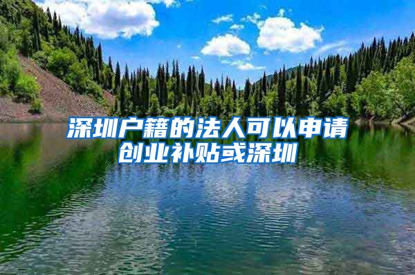 深圳户籍的法人可以申请创业补贴或深圳
