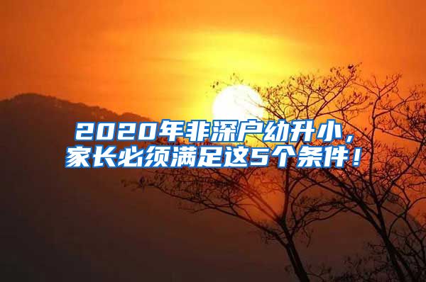 2020年非深户幼升小，家长必须满足这5个条件！