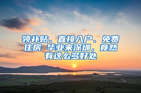 领补贴、直接入户、免费住房 毕业来深圳，竟然有这么多好处