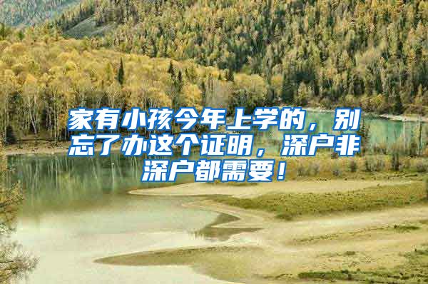 家有小孩今年上学的，别忘了办这个证明，深户非深户都需要！