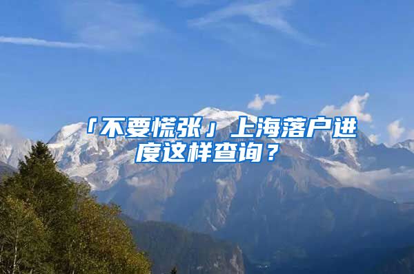 「不要慌张」上海落户进度这样查询？