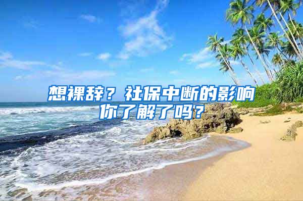 想裸辞？社保中断的影响你了解了吗？