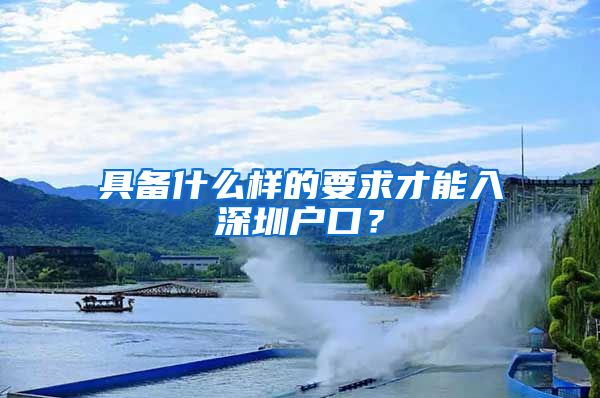 具备什么样的要求才能入深圳户口？