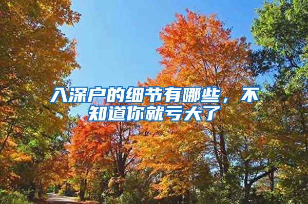 入深户的细节有哪些，不知道你就亏大了