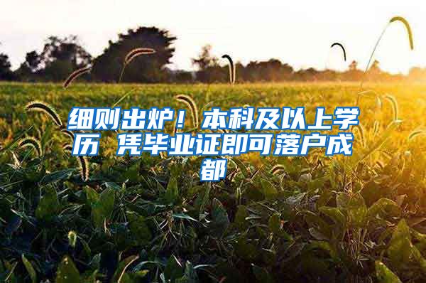 细则出炉！本科及以上学历 凭毕业证即可落户成都