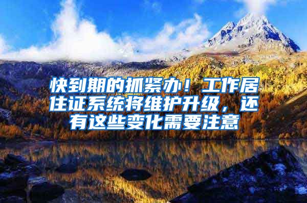快到期的抓紧办！工作居住证系统将维护升级，还有这些变化需要注意