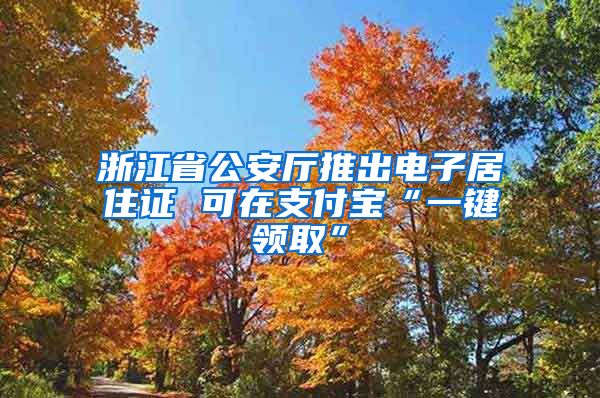 浙江省公安厅推出电子居住证 可在支付宝“一键领取”