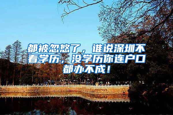 都被忽悠了，谁说深圳不看学历，没学历你连户口都办不成！