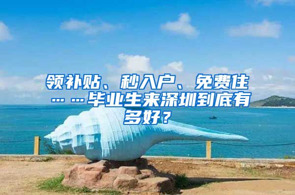 领补贴、秒入户、免费住……毕业生来深圳到底有多好？