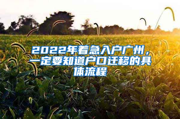 2022年着急入户广州，一定要知道户口迁移的具体流程