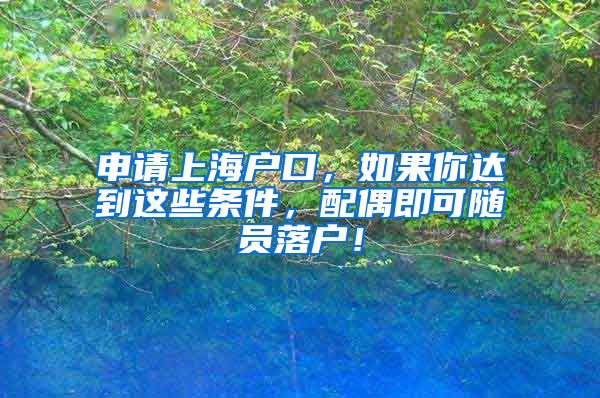 申请上海户口，如果你达到这些条件，配偶即可随员落户！