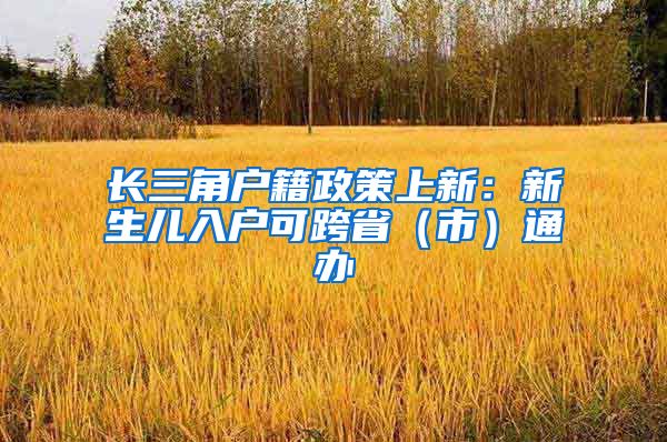 长三角户籍政策上新：新生儿入户可跨省（市）通办