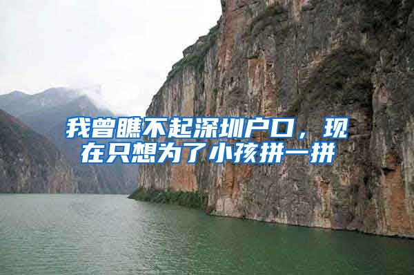 我曾瞧不起深圳户口，现在只想为了小孩拼一拼