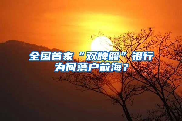全国首家“双牌照”银行为何落户前海？